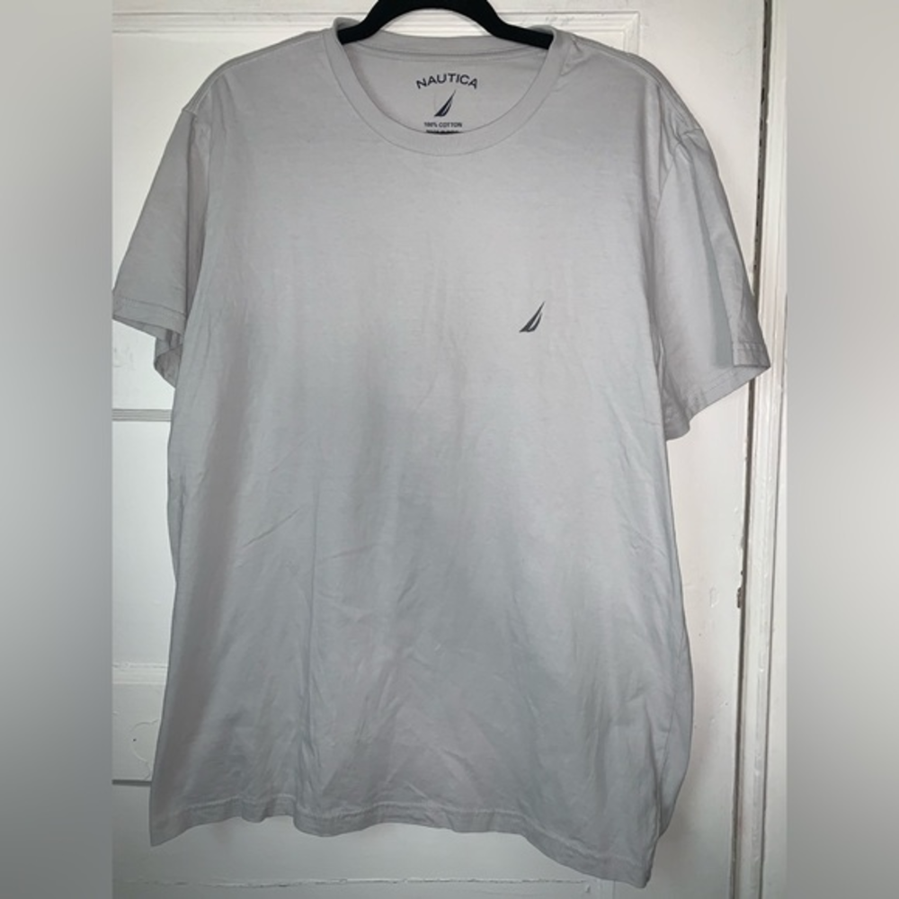 Mens Nautica gray tee 100%‎ cotton size large